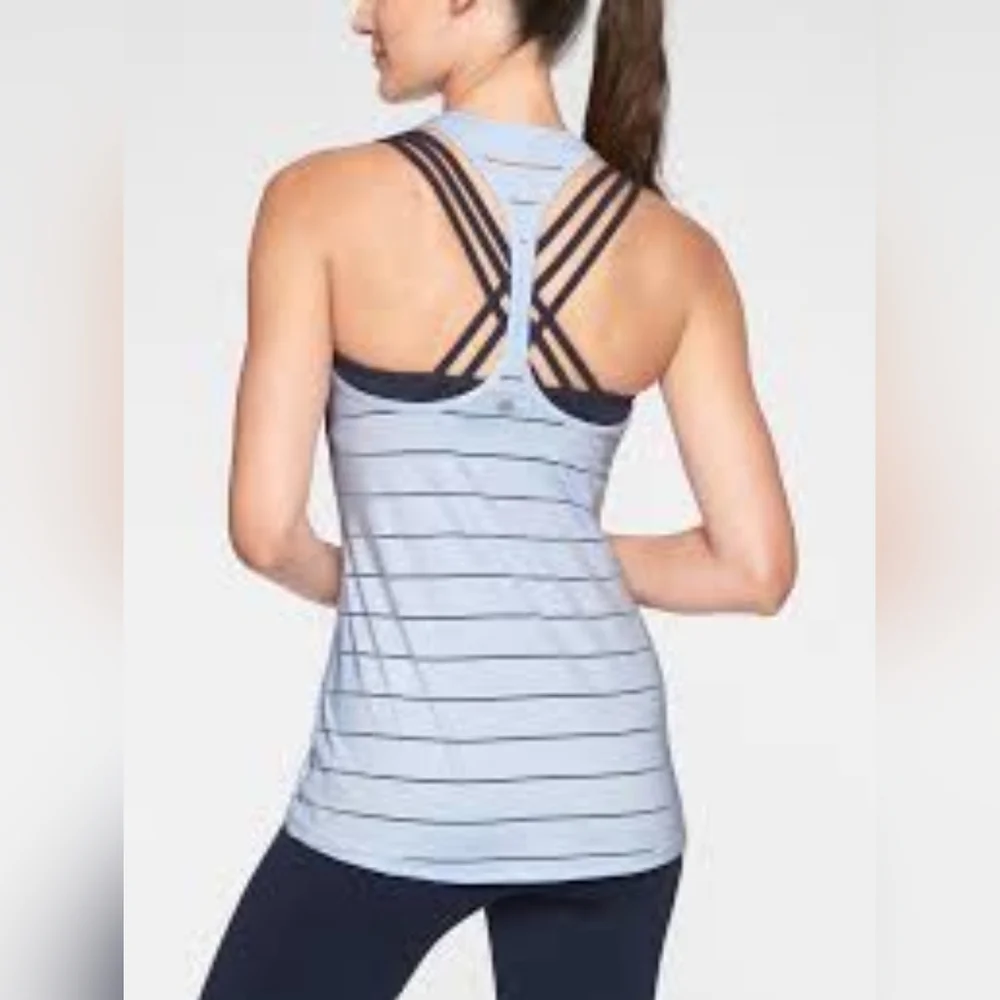 Athleta Light Blue Striped Tank Top - Picture 1 of 4